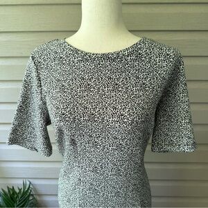 Loft Black/White Short Sleeve Sheath Dress Size 10